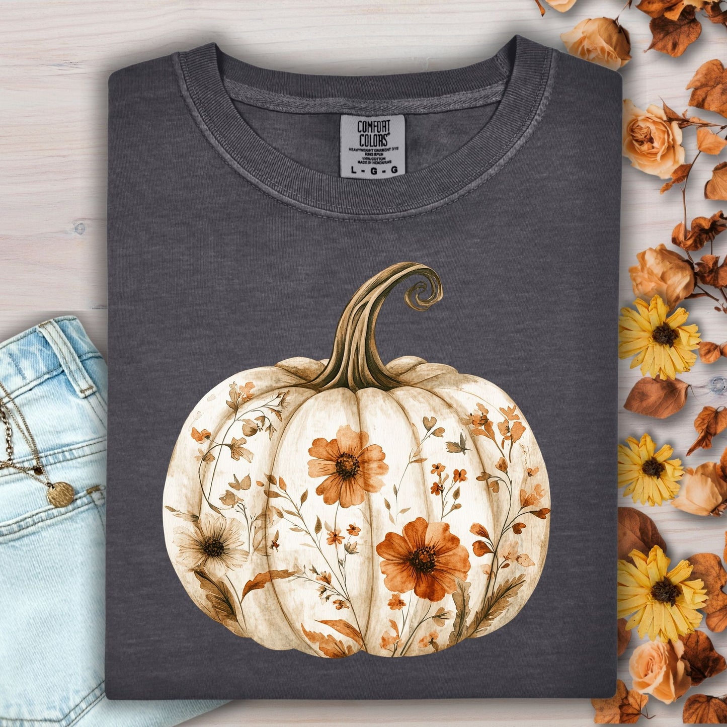 Boho Floral Pumpkin T-Shirt