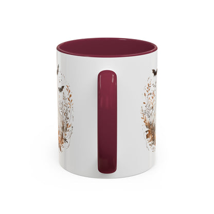 Boho Ghost & Bats with Autumn Florals Mug (11/15oz)