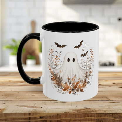 Boho Ghost & Bats with Autumn Florals Mug (11/15oz)