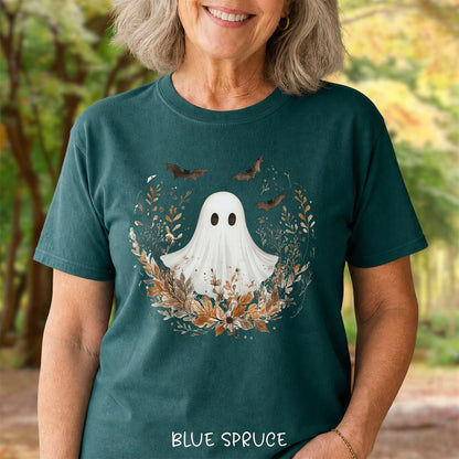 Boho Ghost & Bats with Autumn Florals T-Shirt