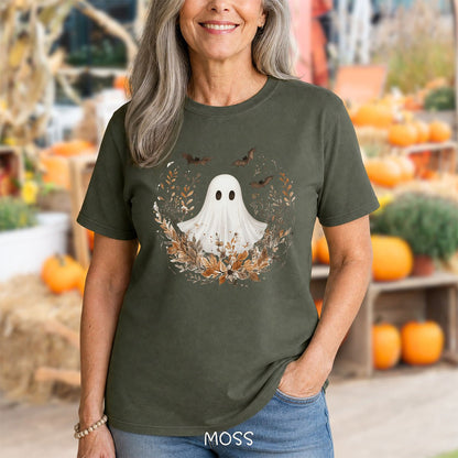 Boho Ghost & Bats with Autumn Florals T-Shirt