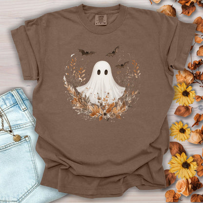 Boho Ghost & Bats with Autumn Florals T-Shirt