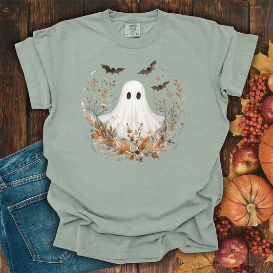 Boho Ghost & Bats with Autumn Florals T-Shirt