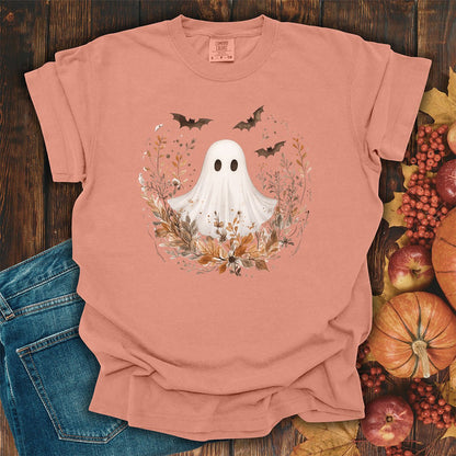 Boho Ghost & Bats with Autumn Florals T-Shirt
