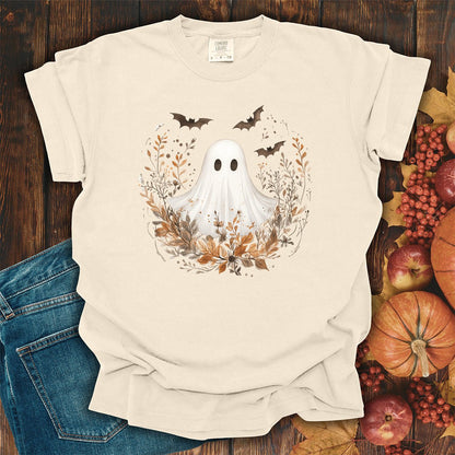 Boho Ghost & Bats with Autumn Florals T-Shirt