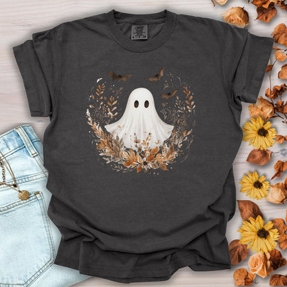 Boho Ghost & Bats with Autumn Florals T-Shirt