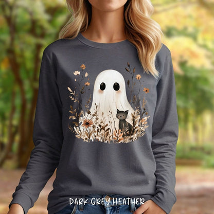 Boho Ghost & Black Cat Long Sleeve Tee