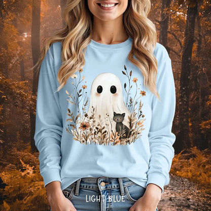 Boho Ghost & Black Cat Long Sleeve Tee