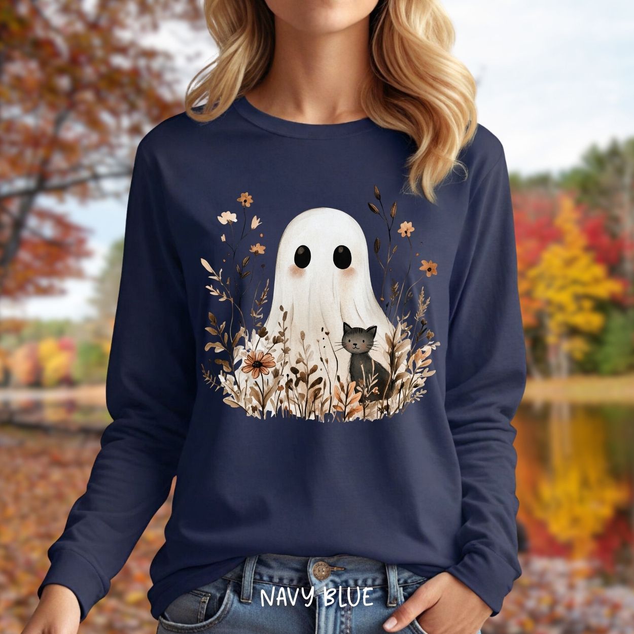 Boho Ghost & Black Cat Long Sleeve Tee