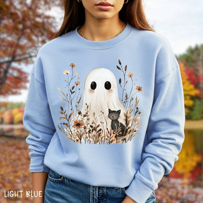 Boho Ghost & Black Cat Long Sleeve Tee