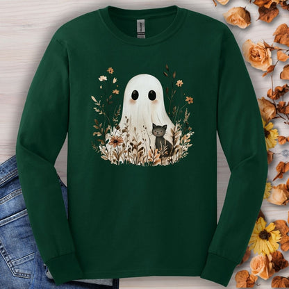 Boho Ghost & Black Cat Long Sleeve Tee