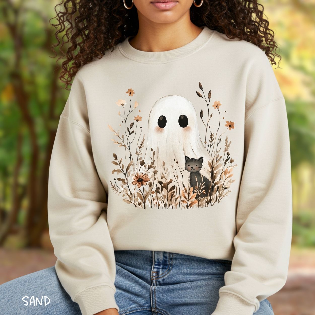 Boho Ghost & Black Cat Sweatshirt