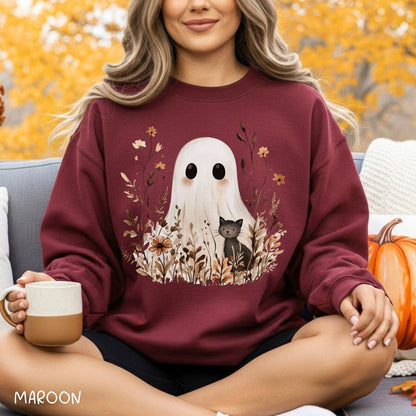 Boho Ghost & Black Cat Sweatshirt
