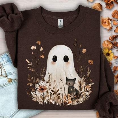 Boho Ghost & Black Cat Sweatshirt