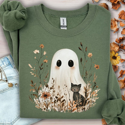 Boho Ghost & Black Cat Sweatshirt
