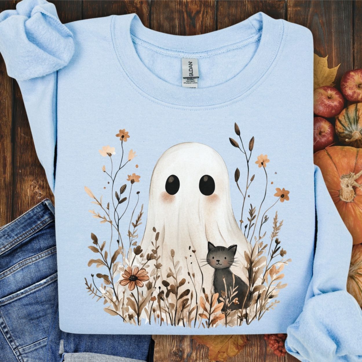 Boho Ghost & Black Cat Sweatshirt