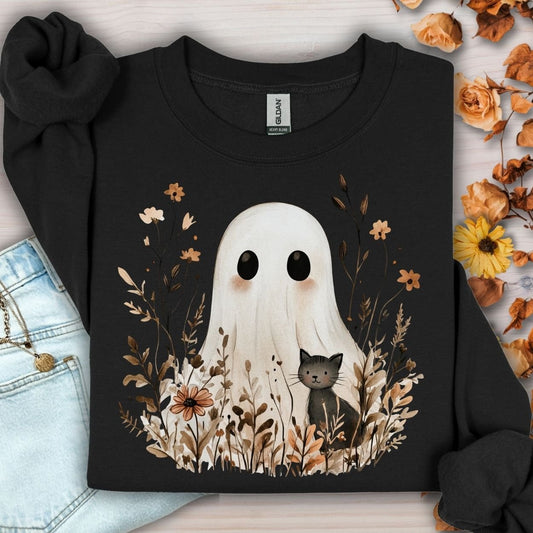 Boho Ghost & Black Cat Sweatshirt