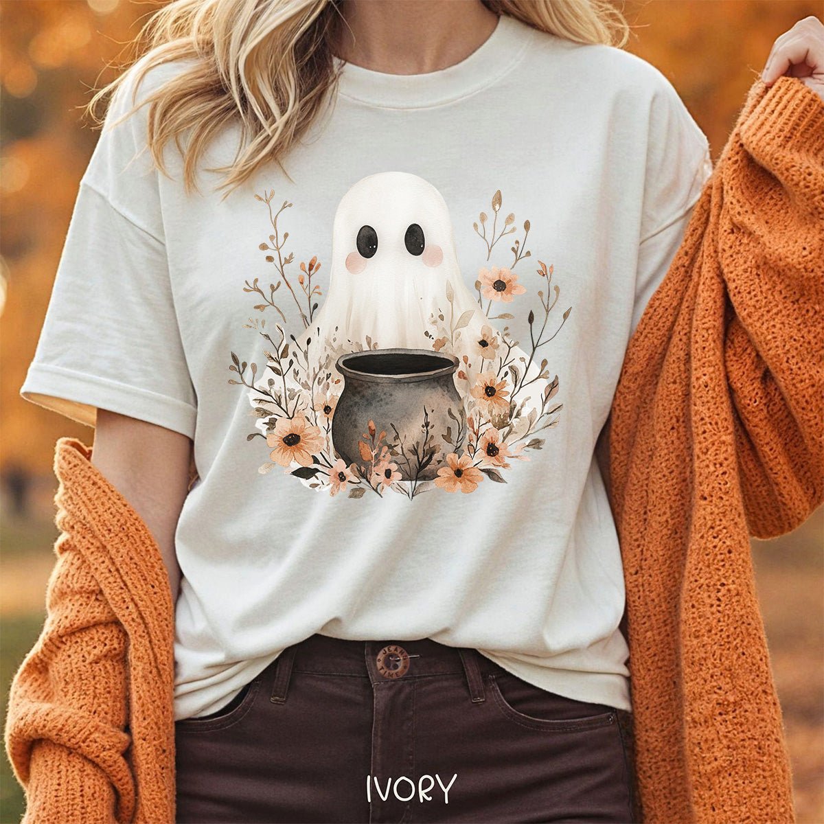 Boho Ghost & Floral Cauldron T-Shirt