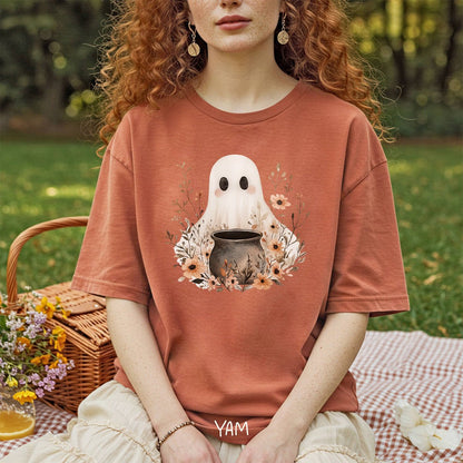 Boho Ghost & Floral Cauldron T-Shirt