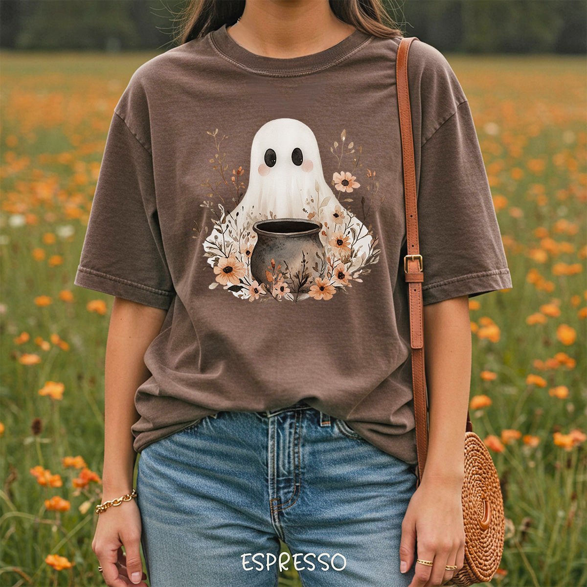 Boho Ghost & Floral Cauldron T-Shirt