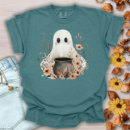 Boho Ghost & Floral Cauldron T-Shirt