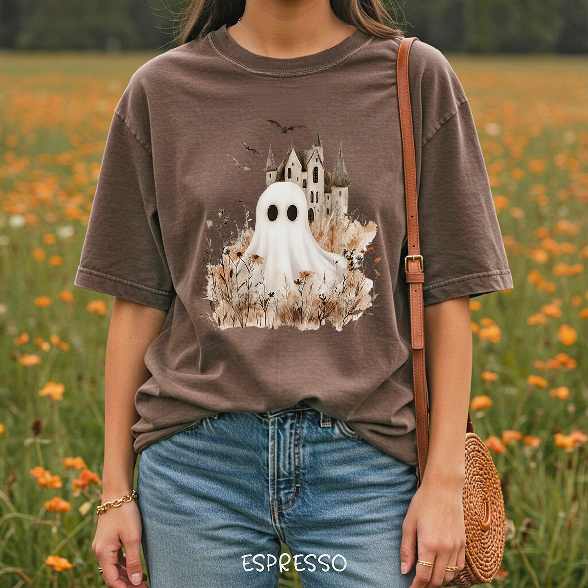 Boho Ghost & Haunted House T-Shirt