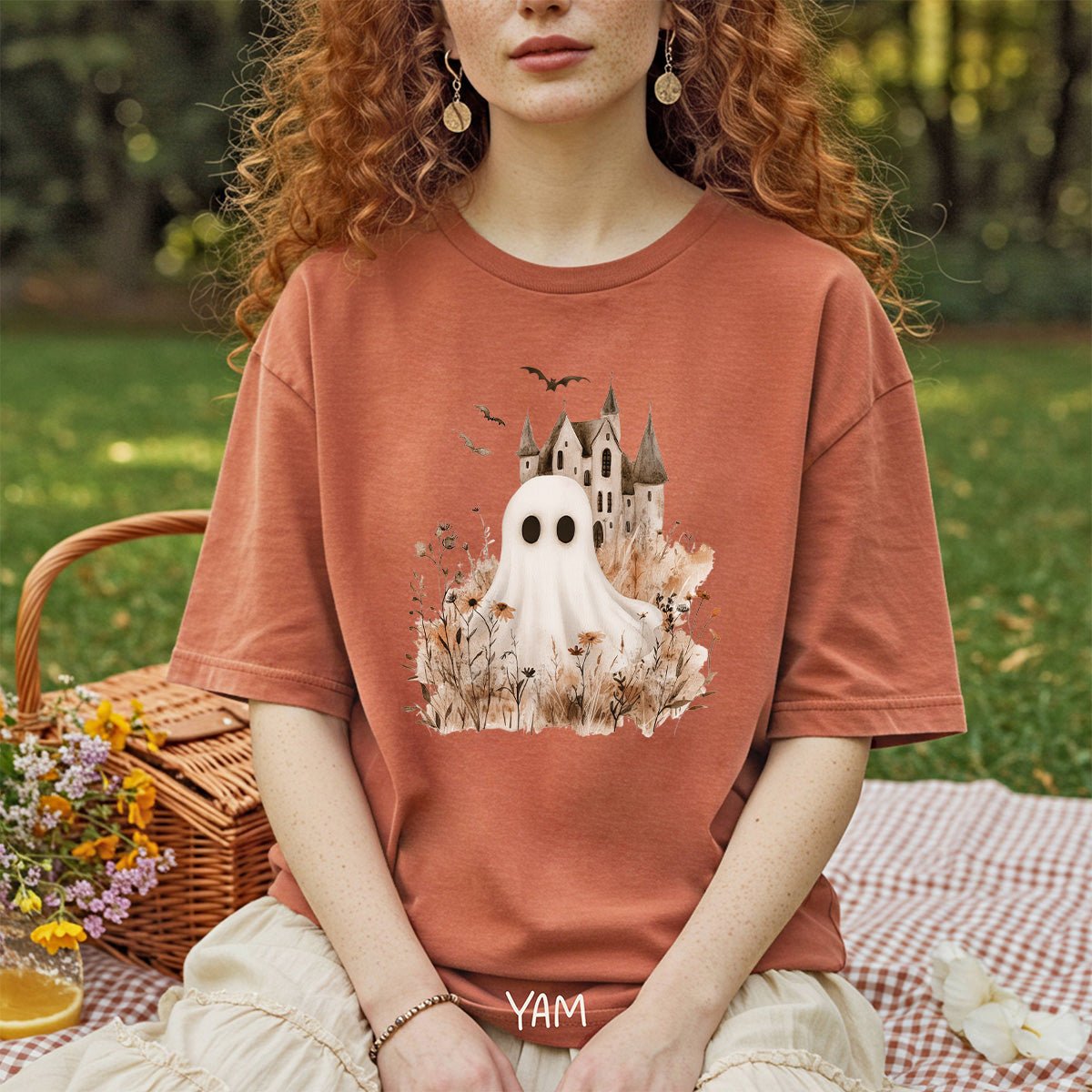 Boho Ghost & Haunted House T-Shirt