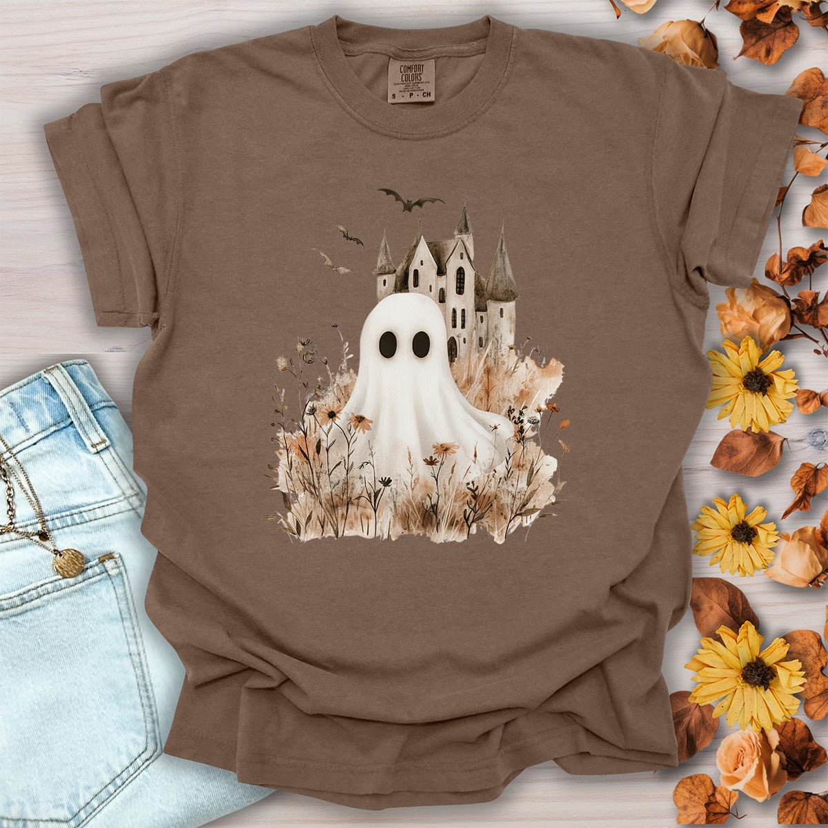 Boho Ghost & Haunted House T-Shirt