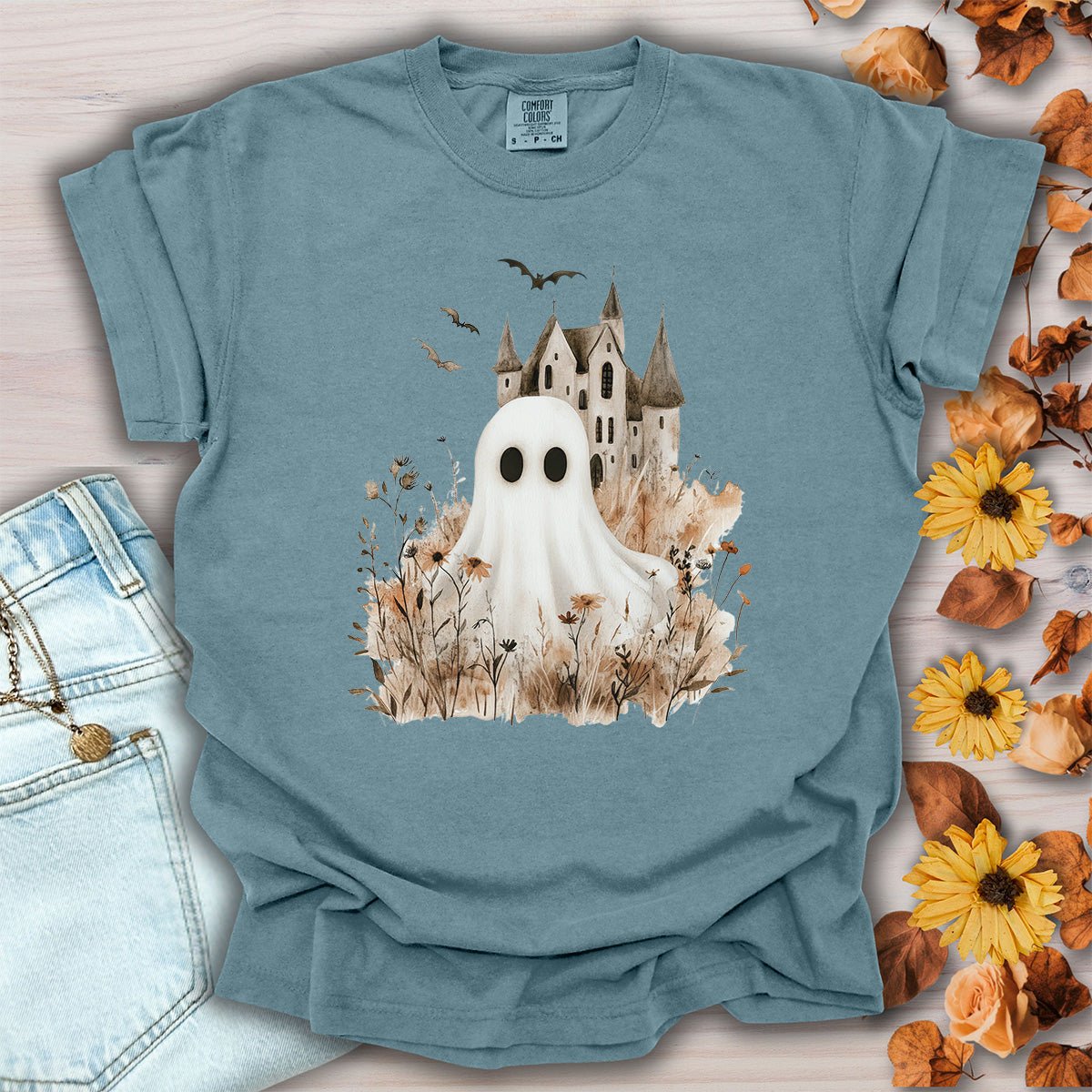 Boho Ghost & Haunted House T-Shirt