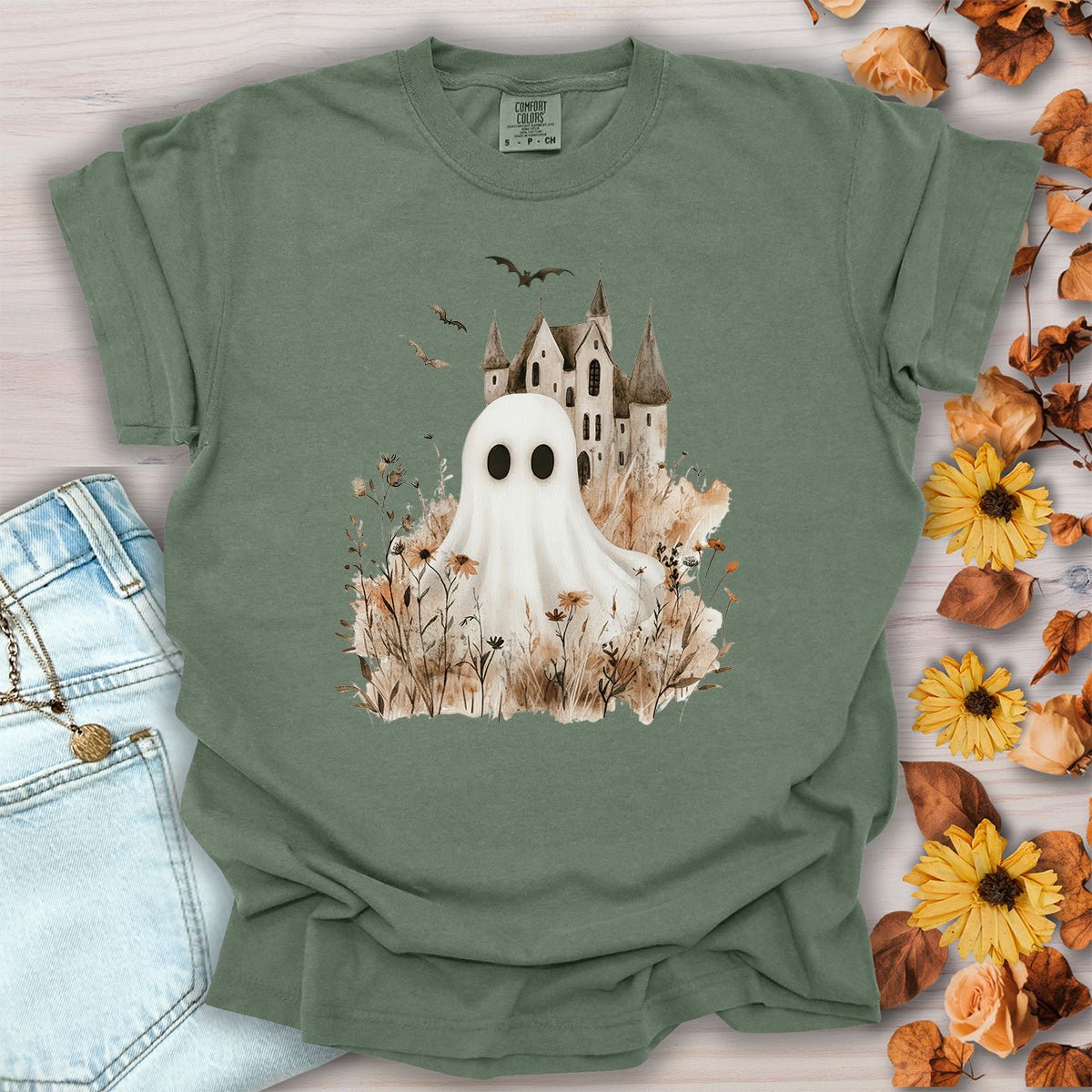 Boho Ghost & Haunted House T-Shirt