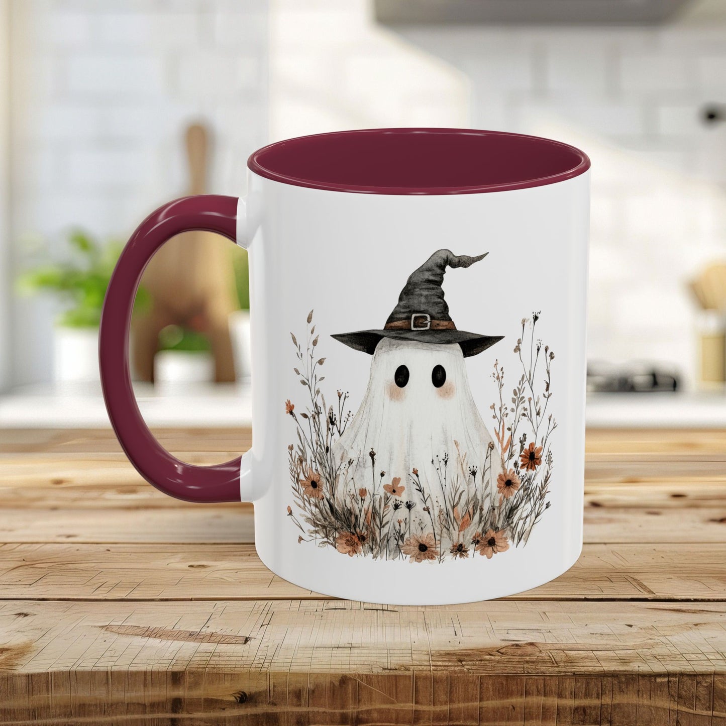 Boho Ghost Witch with Wildflowers Mug (11/15oz)