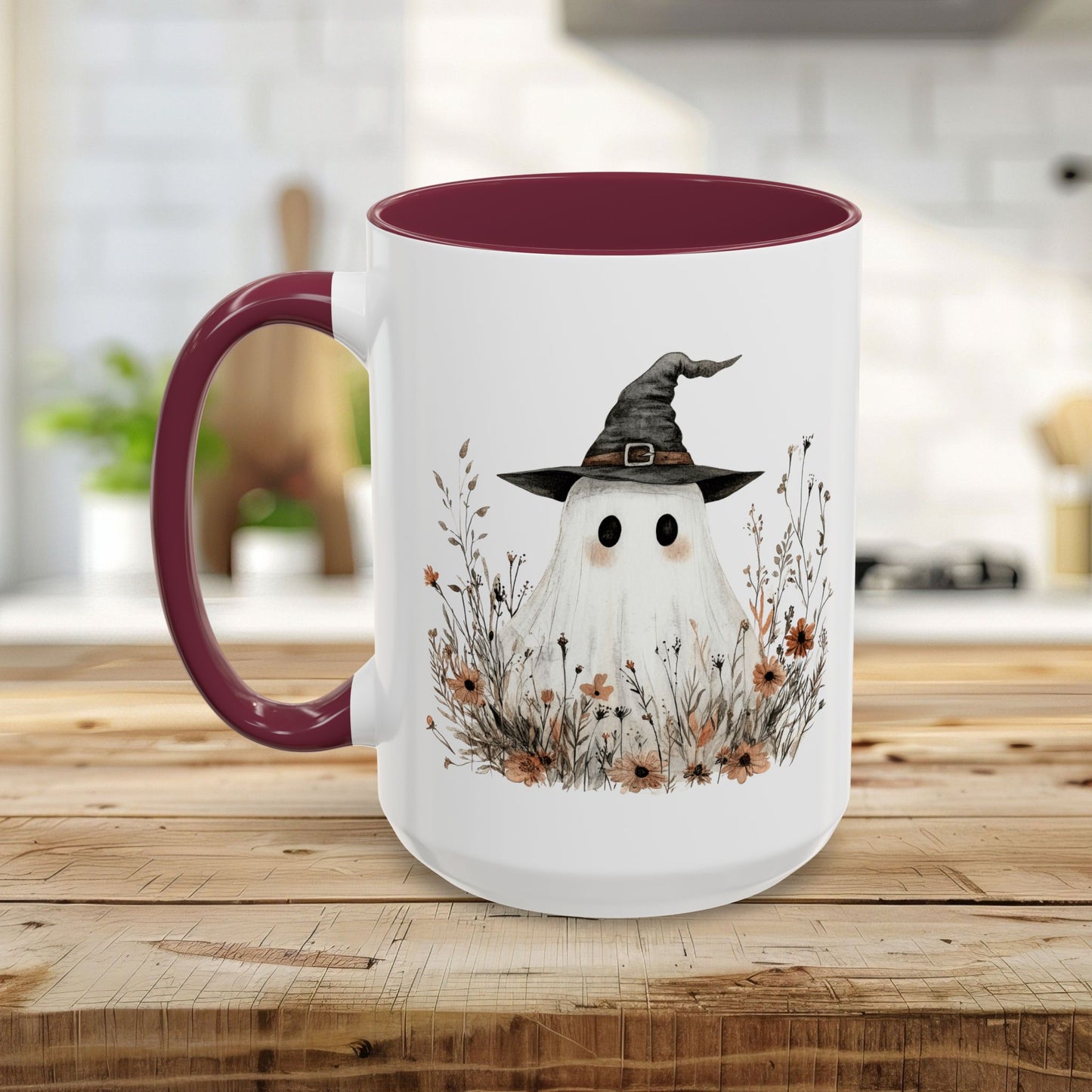 Boho Ghost Witch with Wildflowers Mug (11/15oz)
