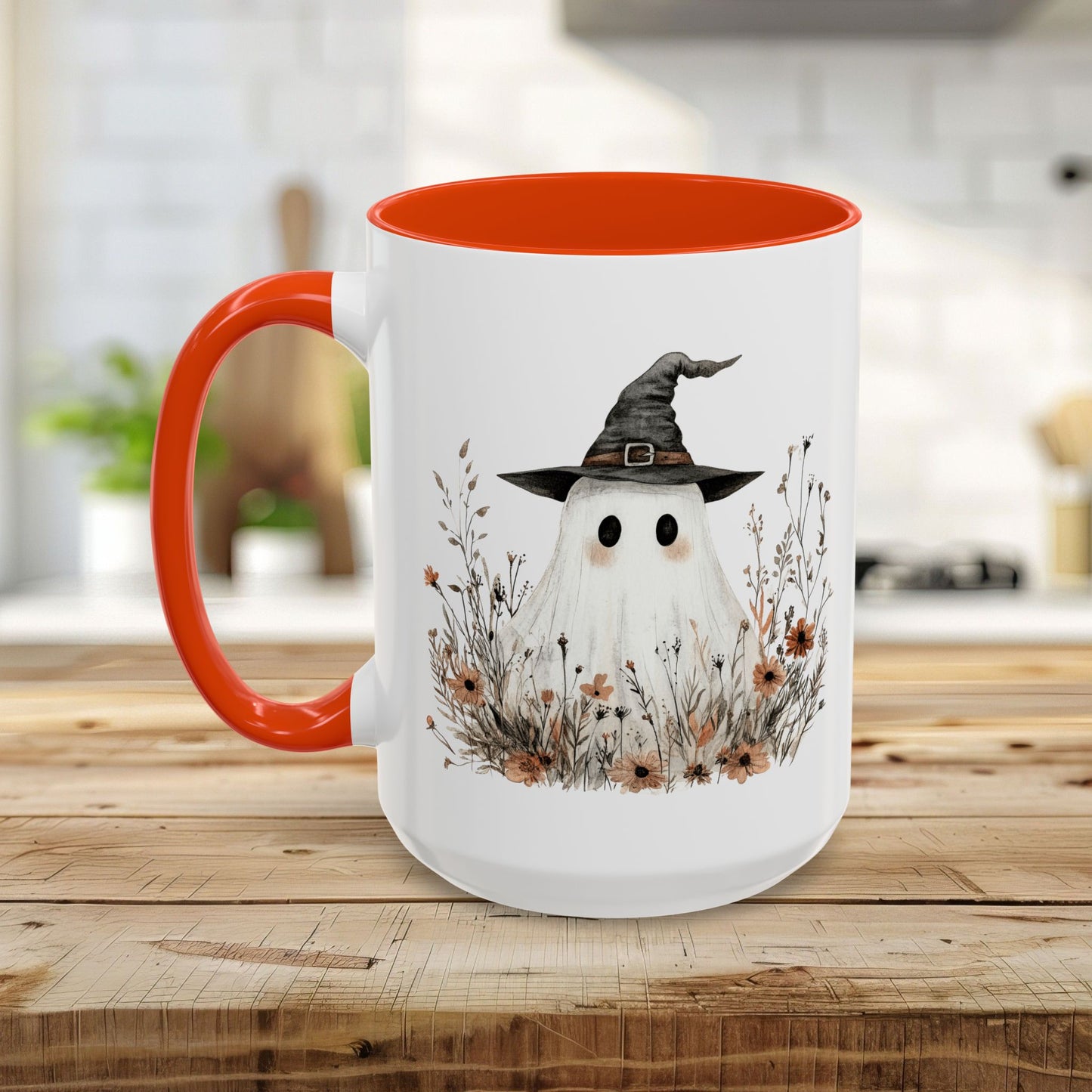 Boho Ghost Witch with Wildflowers Mug (11/15oz)