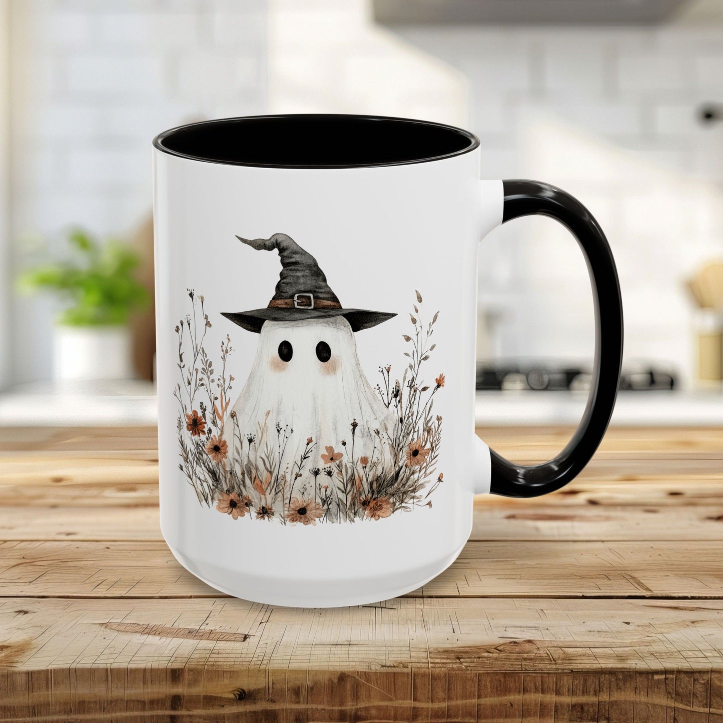 Boho Ghost Witch with Wildflowers Mug (11/15oz)