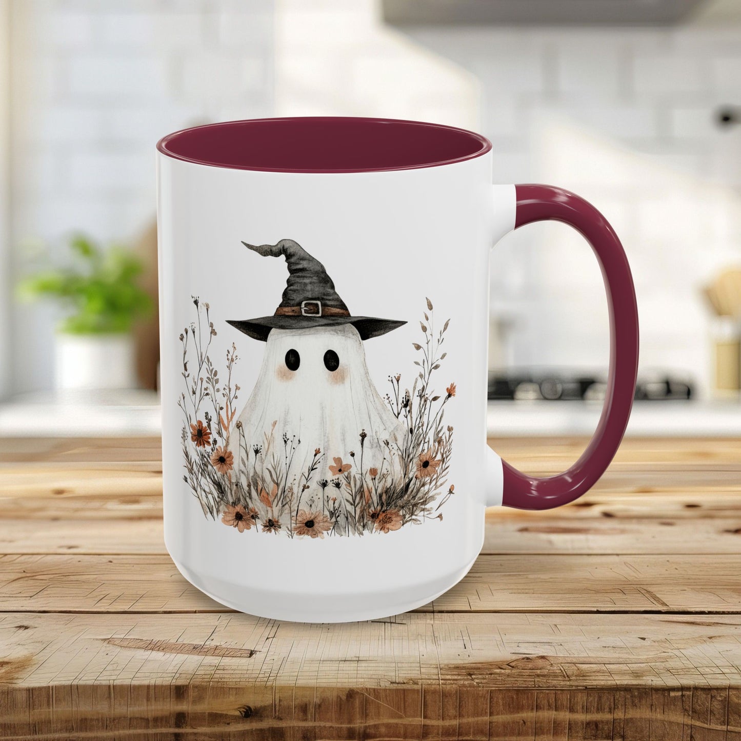 Boho Ghost Witch with Wildflowers Mug (11/15oz)