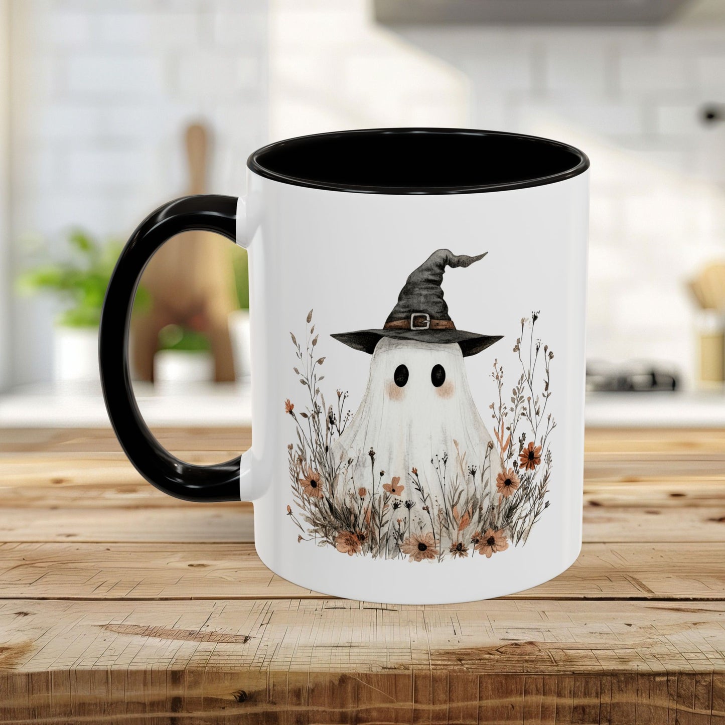 Boho Ghost Witch with Wildflowers Mug (11/15oz)