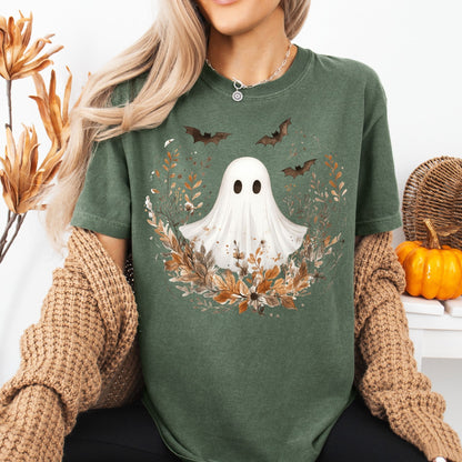 Boho Ghost and Bats Floral T-Shirt