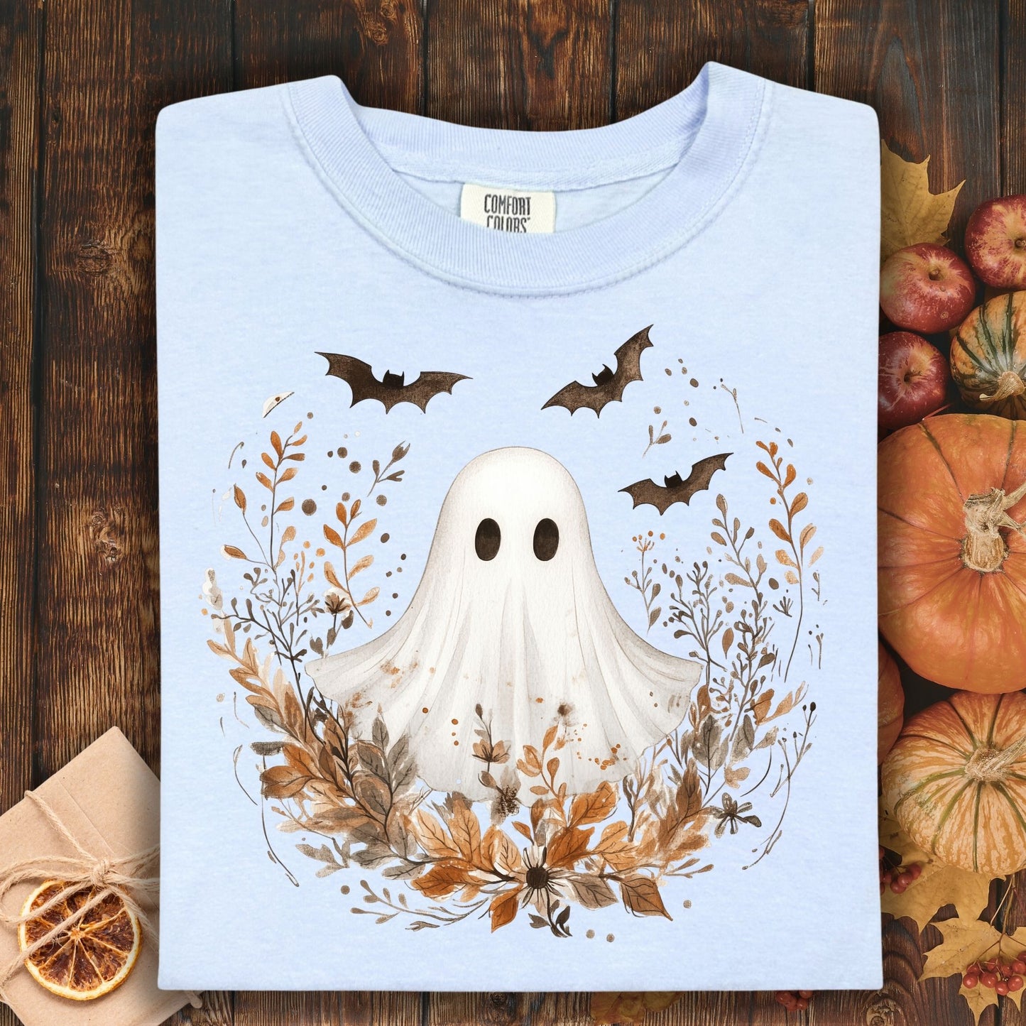 Boho Ghost and Bats Floral T-Shirt