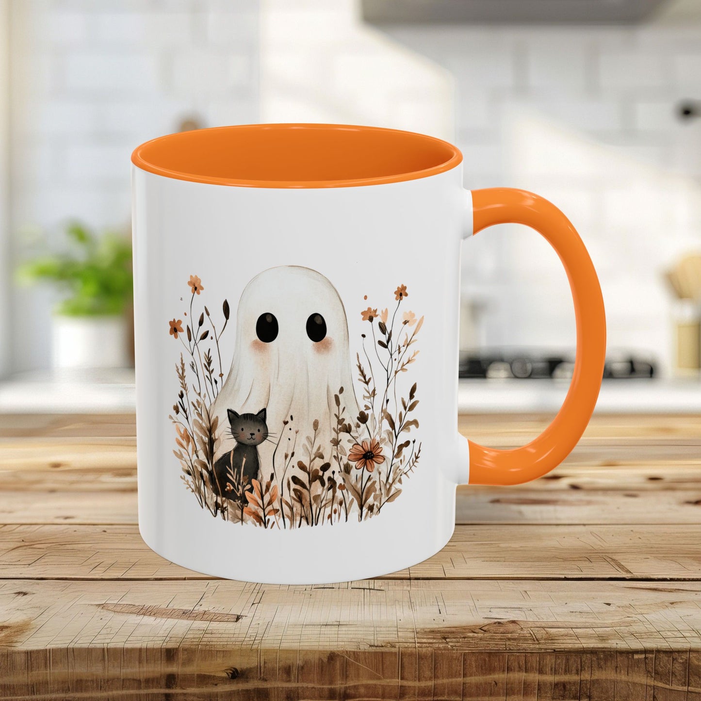 Boho Ghost and Black Cat Mug (11/15oz)