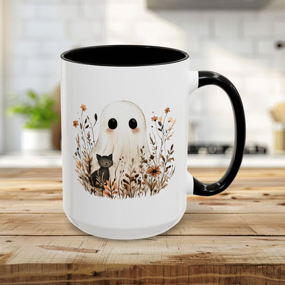 Boho Ghost and Black Cat Mug (11/15oz)