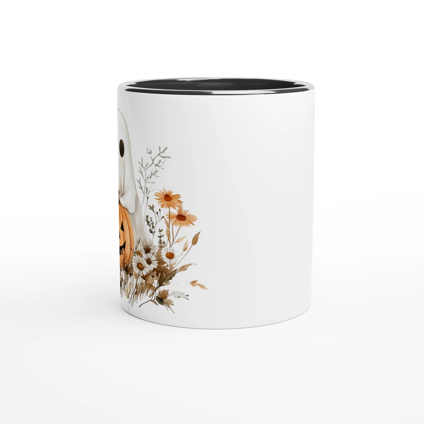 Boho Ghost and Pumpkin Ceramic Mug