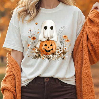 Boho Ghost and Pumpkin Tee