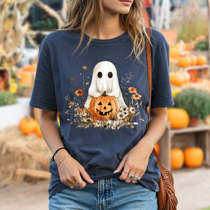 Boho Ghost and Pumpkin Tee