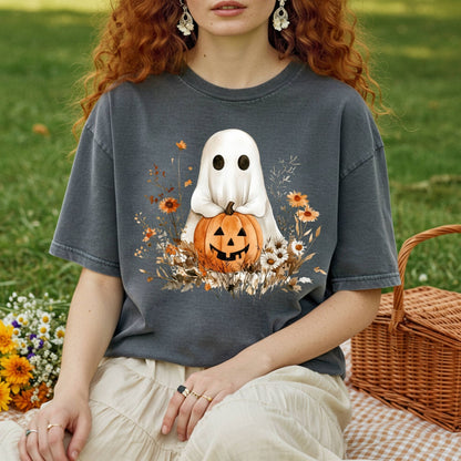 Boho Ghost and Pumpkin Tee