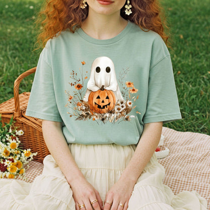 Boho Ghost and Pumpkin Tee