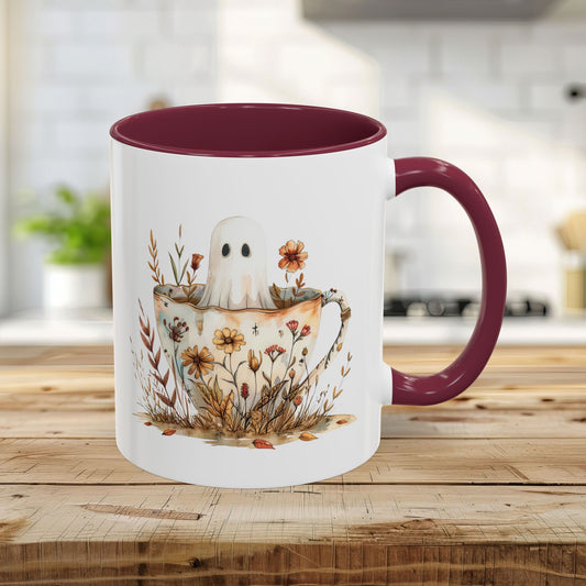 Boho Ghost in a Floral Teacup Mug (11/15oz)