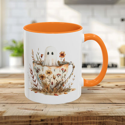 Boho Ghost in a Floral Teacup Mug (11/15oz)