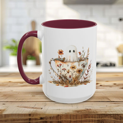 Boho Ghost in a Floral Teacup Mug (11/15oz)