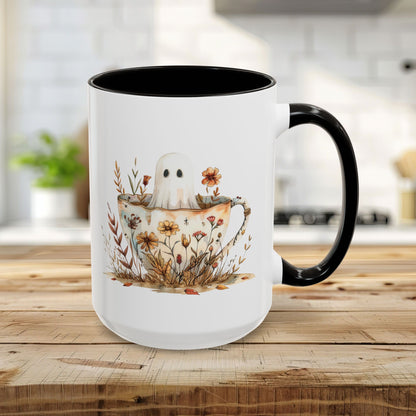 Boho Ghost in a Floral Teacup Mug (11/15oz)