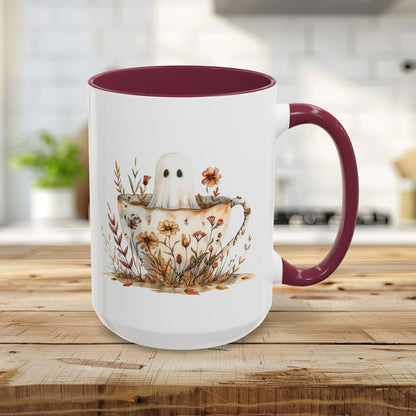 Boho Ghost in a Floral Teacup Mug (11/15oz)